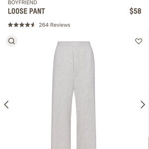 Skims NWT Light Heather Grey Boyfriend Loose Pants